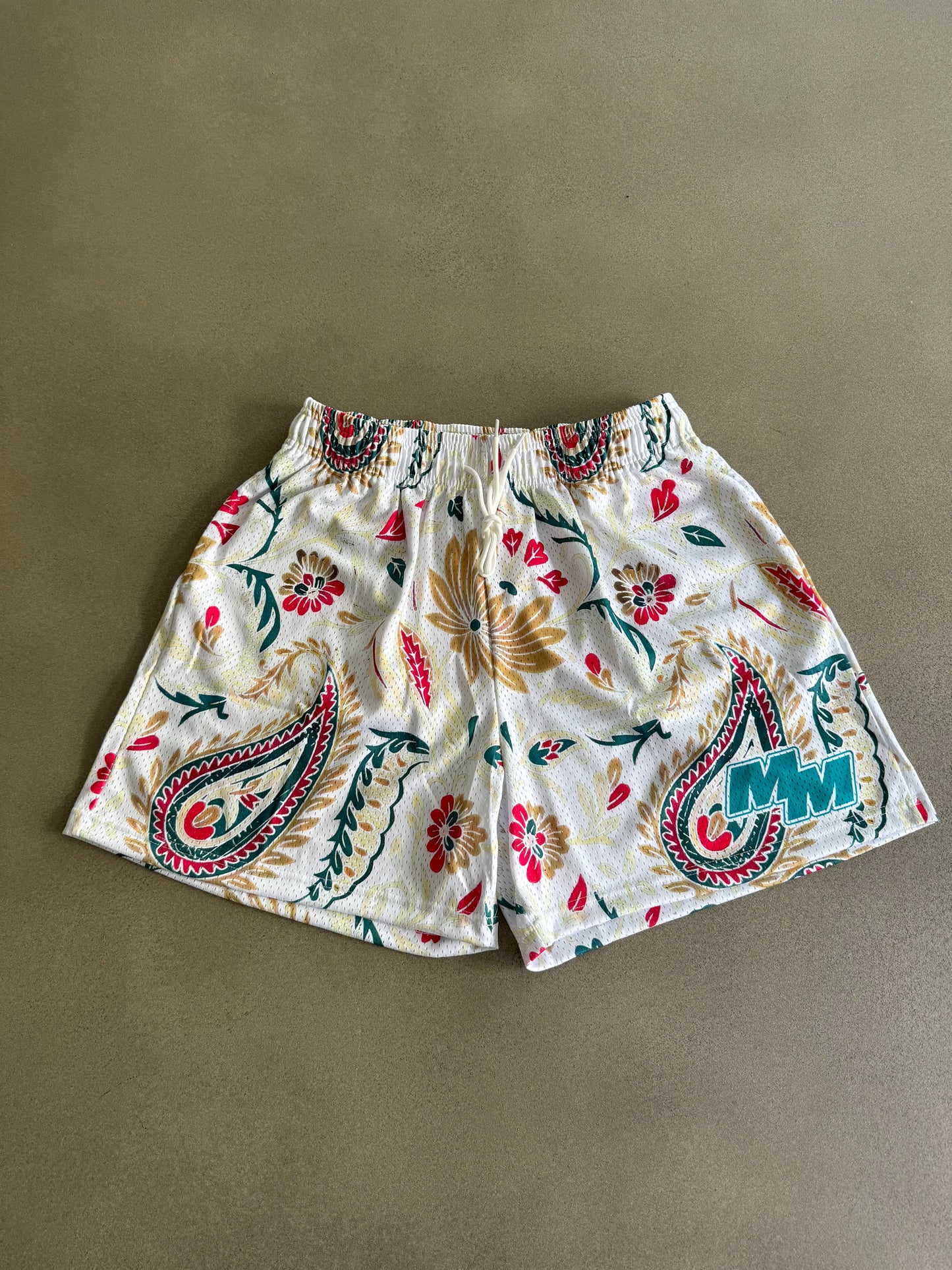 Cream paisley MM shorts